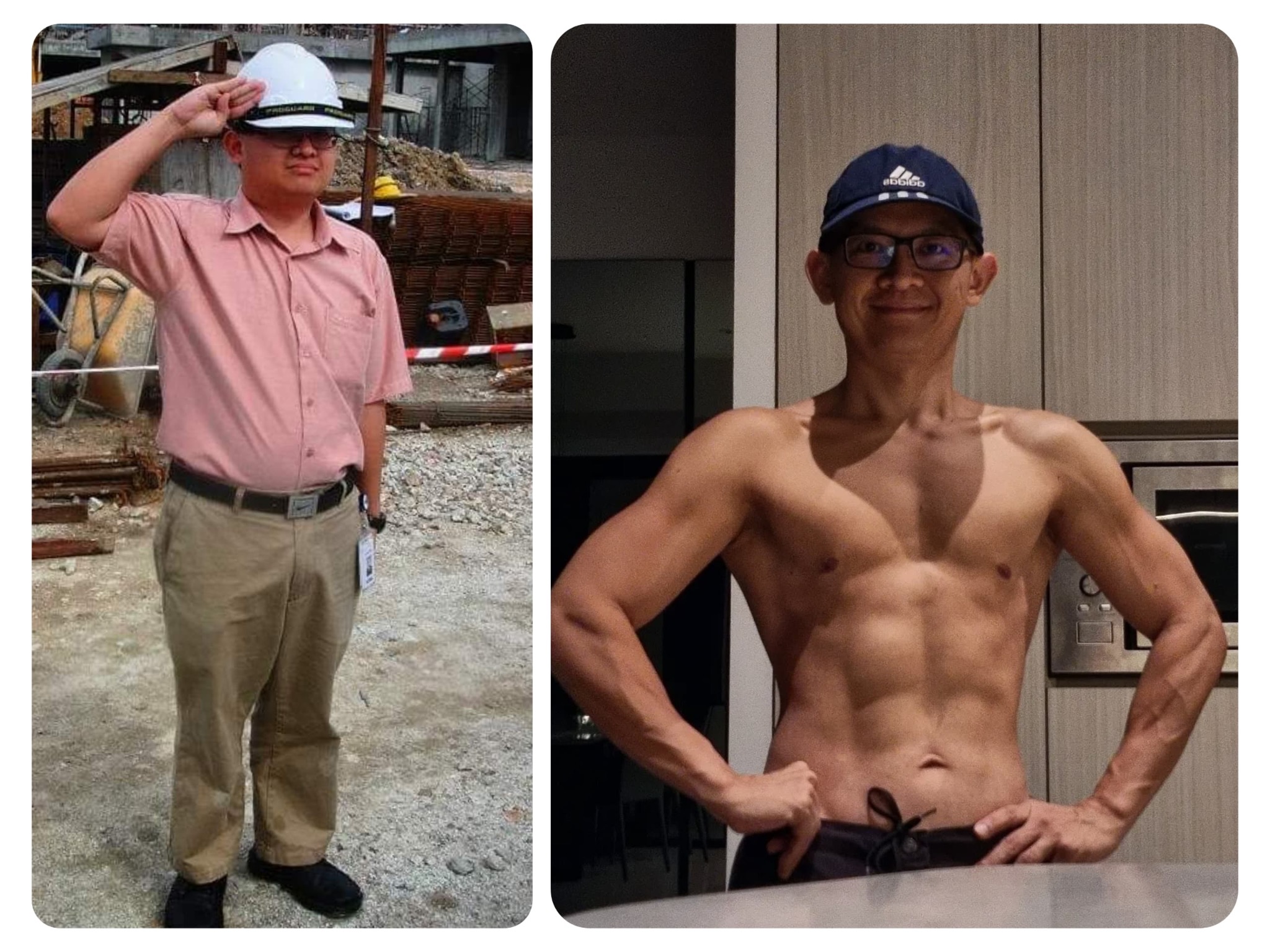 Coach Ho Yah Wen before and after his personal transformation