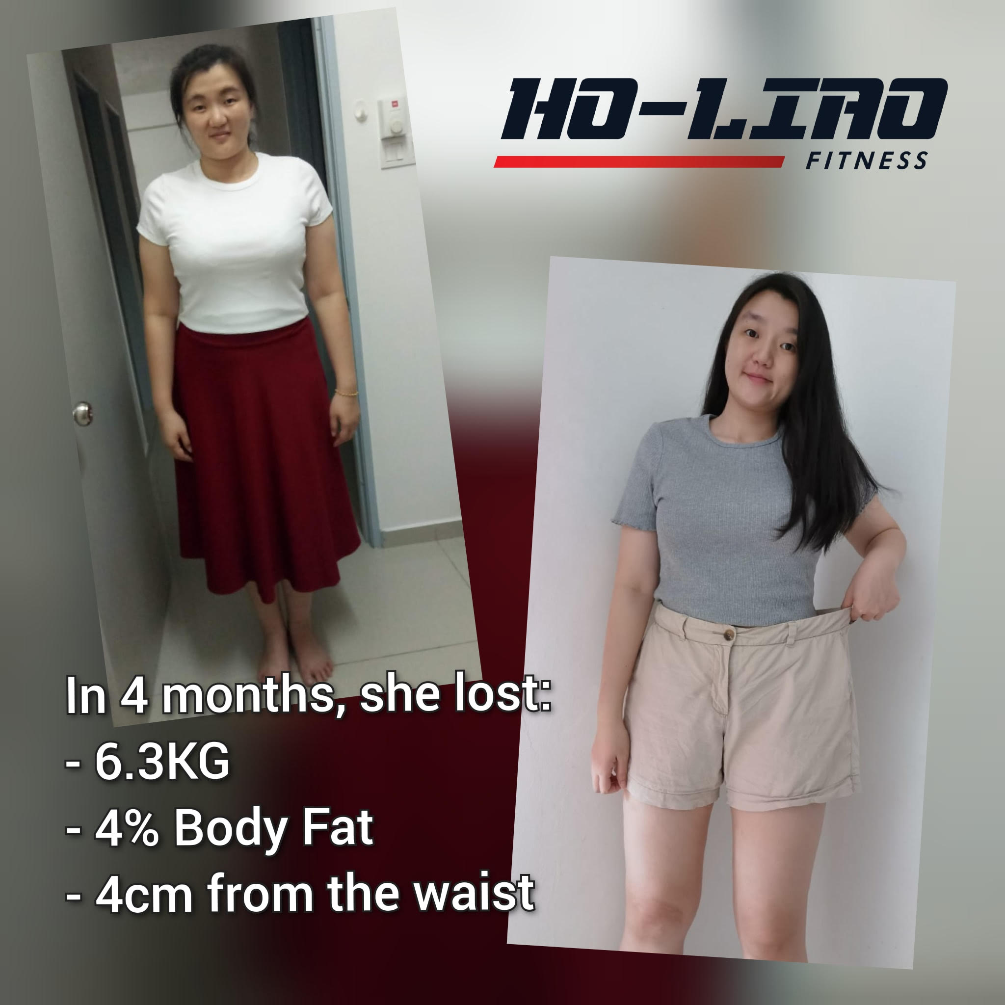 Yen showing her four-month body transformation